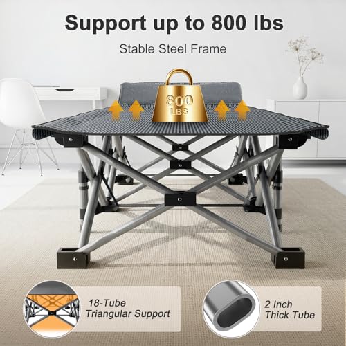 Image of ABORON Camping Cot for Adult 28 inch Extra Wide, Heavy-Duty 1200D Oxford Cot for Sleeping, Portable Folding Camp Bed with Mat & Carry Bag