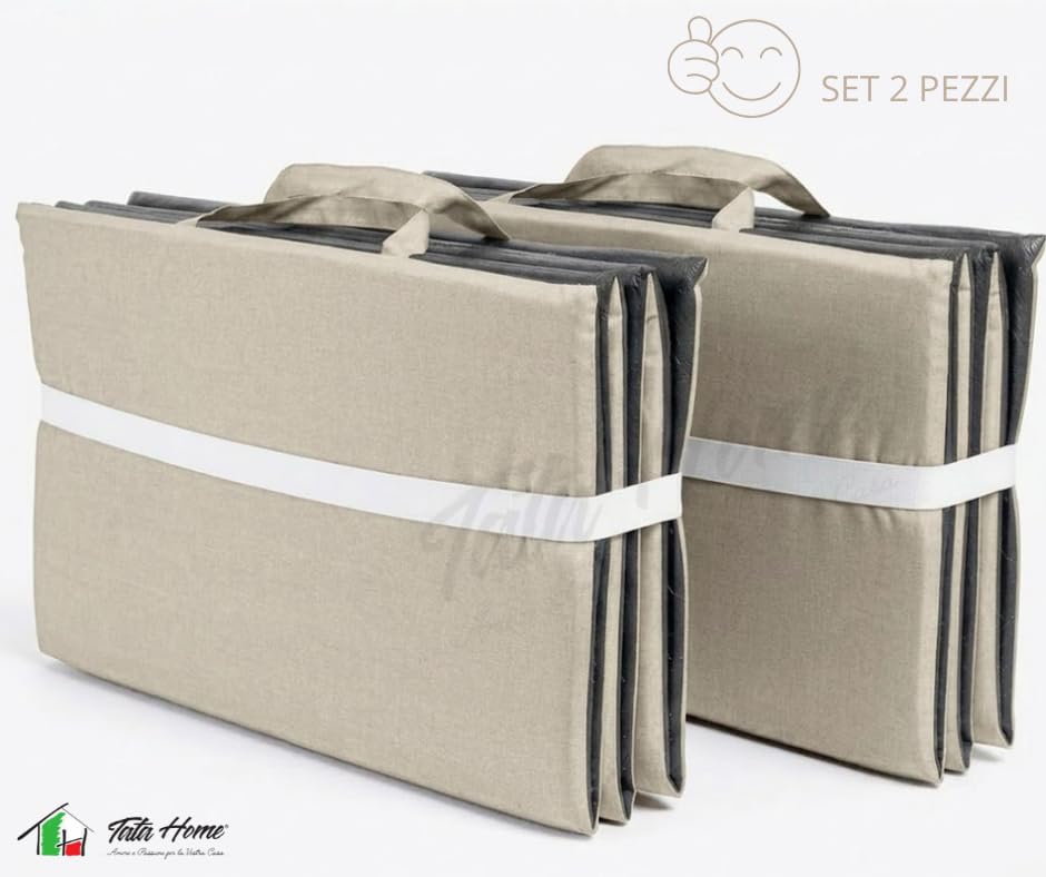 SET 2 PEZZI Materassino Prendisole Pieghevole Cuscino Imbottito per Sdraio Poltrona Relax Lettino Spiaggia Trasportabile Salvaspazio Resistente Acqua Sabbia Misura 58x190 cm Mod. Fisar Colore Beige