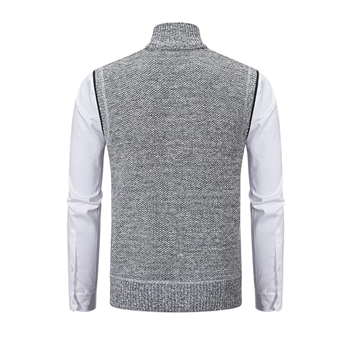 Men's Fleece Vest Work Daily Leisure, Thickened Stand Collar Zipper Sleeveless Sweater Vest, Mens Zipper Vest2
