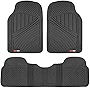 Motor Trend FlexTough Performance All Weather Rubber Car Floor Mats - 3 Piece Floor Mats Automotive Liners for Cars Truck SUV, Heavy-Duty Waterproof (Black)