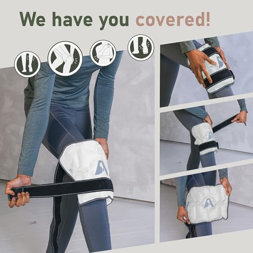 Image of Hot and Cold Therapy Knee Wrap Gel Pack (10 inch x 12.5 inch) Reusable Heating Pad & Flexible Freezer Pack for Leg Injuries and Knee Pain Relief - Grey
