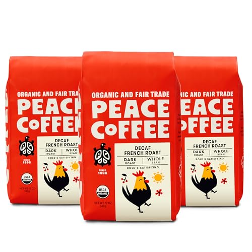 Peace Coffee Decaf French Roast Whole Bean - 3 Pack