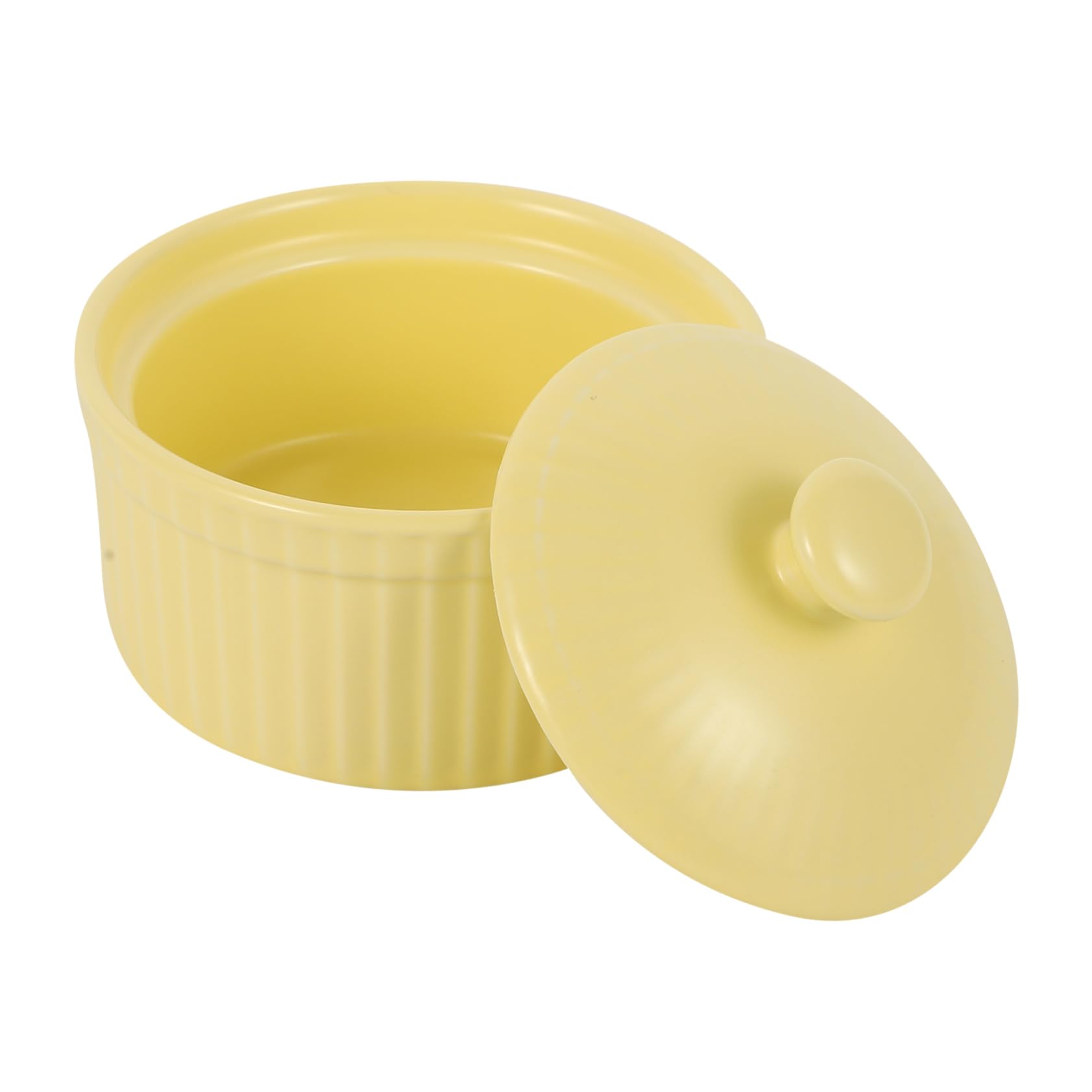 PRETYZOOM 1pc Ceramic Dessert Bowl with Lid Multifunctional Baking Dish for Pudding Souffle Soup and Salad Oven Ceramic Casserole for Home Use