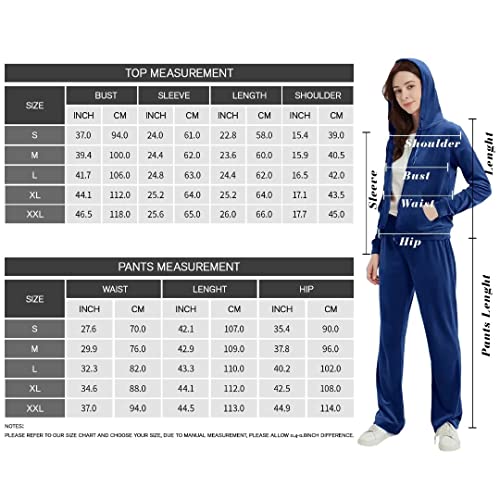 Vanars 2022 Womens Velour Tracksuit 2 Piece Outfits Set Full Zip Workout Hoodie Sweatshirt & Sweatpants With Pockets Fall Jogging Suits #TOP5