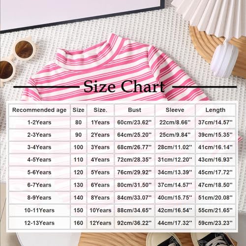Girls Striped Undershirts Long Sleeve Turtle Neck Lightweight T-Shirts Casual Color Block Loose Fall Winter Warm Tops3