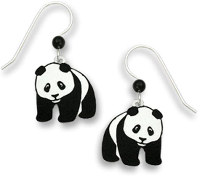 Panda Bear Hand Painted Dangle Earrings Made in USA by Sienna Sky si869