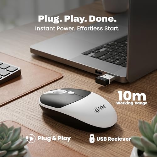 Image of EVM 2.4GHz Wireless Mouse with USB Receiver | 1200 DPI Optical Sensor | 4 Keys Ergonomic Mouse | Smooth Tracking | Wireless Mouse for Laptop, Desktop & Mac | EWLM-540-Black
