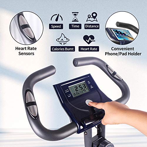 Image of leikefitness LEIKE X Bike Ultra-Quiet Folding Exercise Bike, | Magnetic Upright Bicycle with Heart Rate,LCD Monitor and easy to assemble