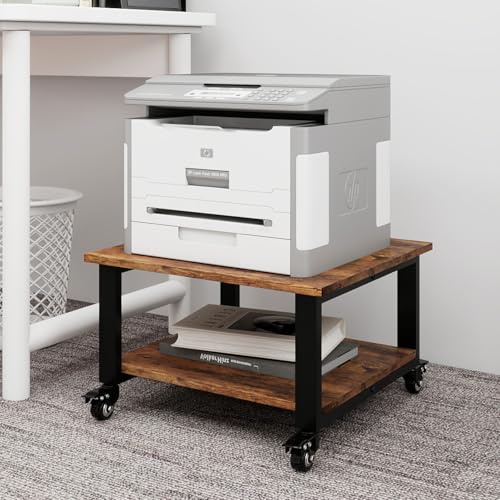 Natwind 2 Tier Laser Printer Stand,19.7''x19.7''x12.6'' Large Printer Table Copier Stand Under...