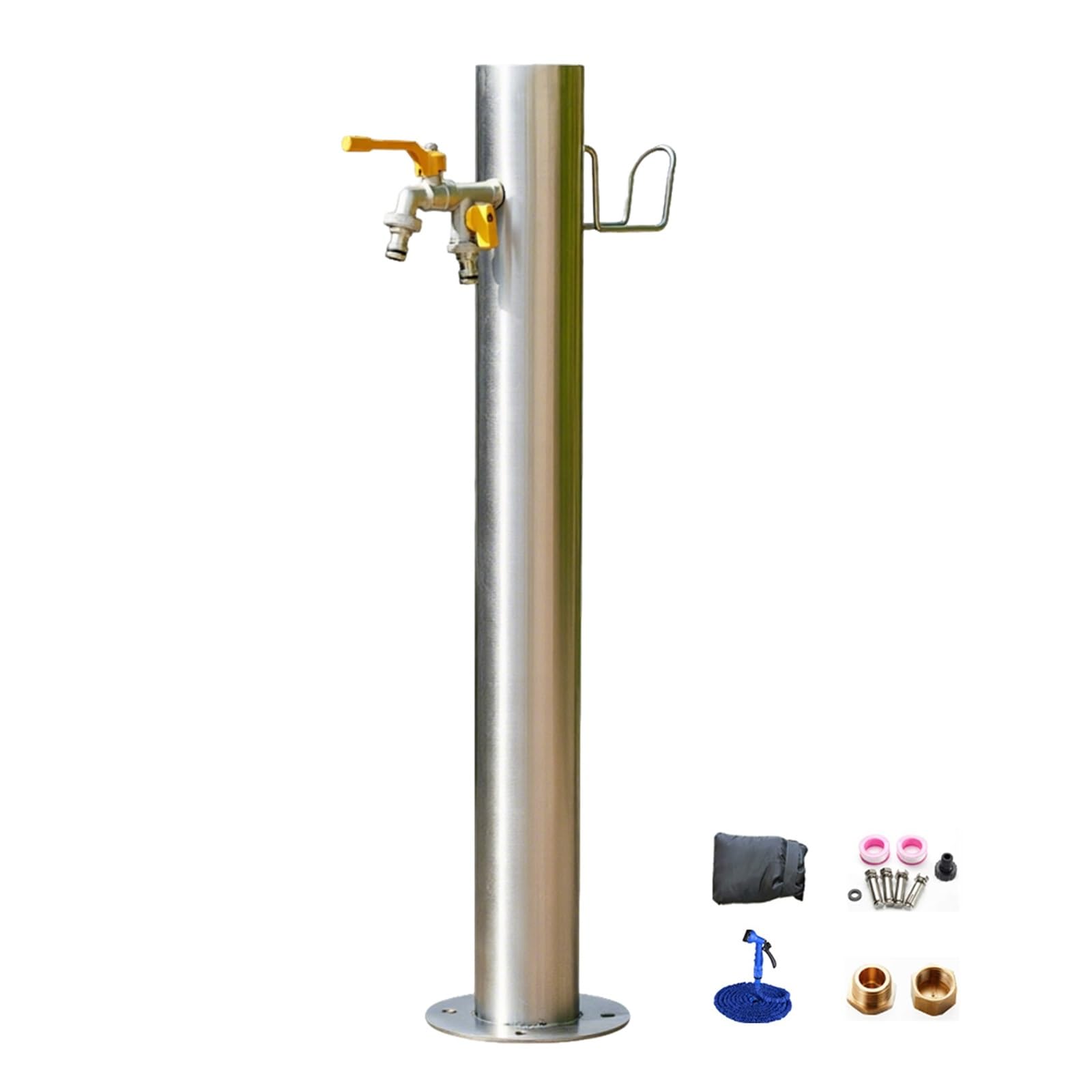 Wtjdccy One Color 304 Stainless Steel Cylindrical Vertical Garden Water Column, Yard Hydrant With Double Spout Faucet, Vertical Water Hydrant For Washing And Irrigation