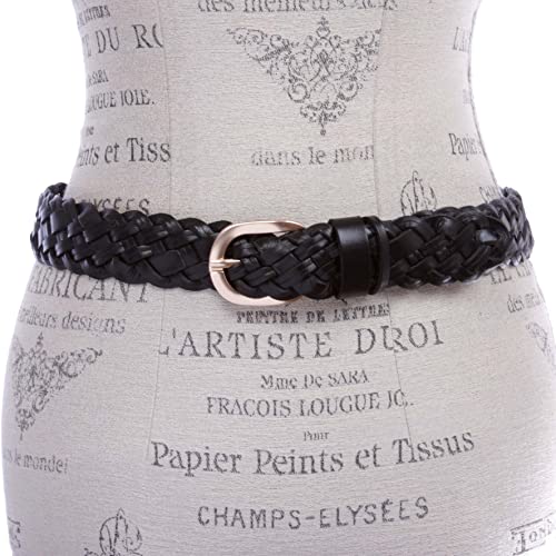 Women's 1 1/2" (38mm) Braided Woven Vintage Cowhide Full Grain Leather Belt3