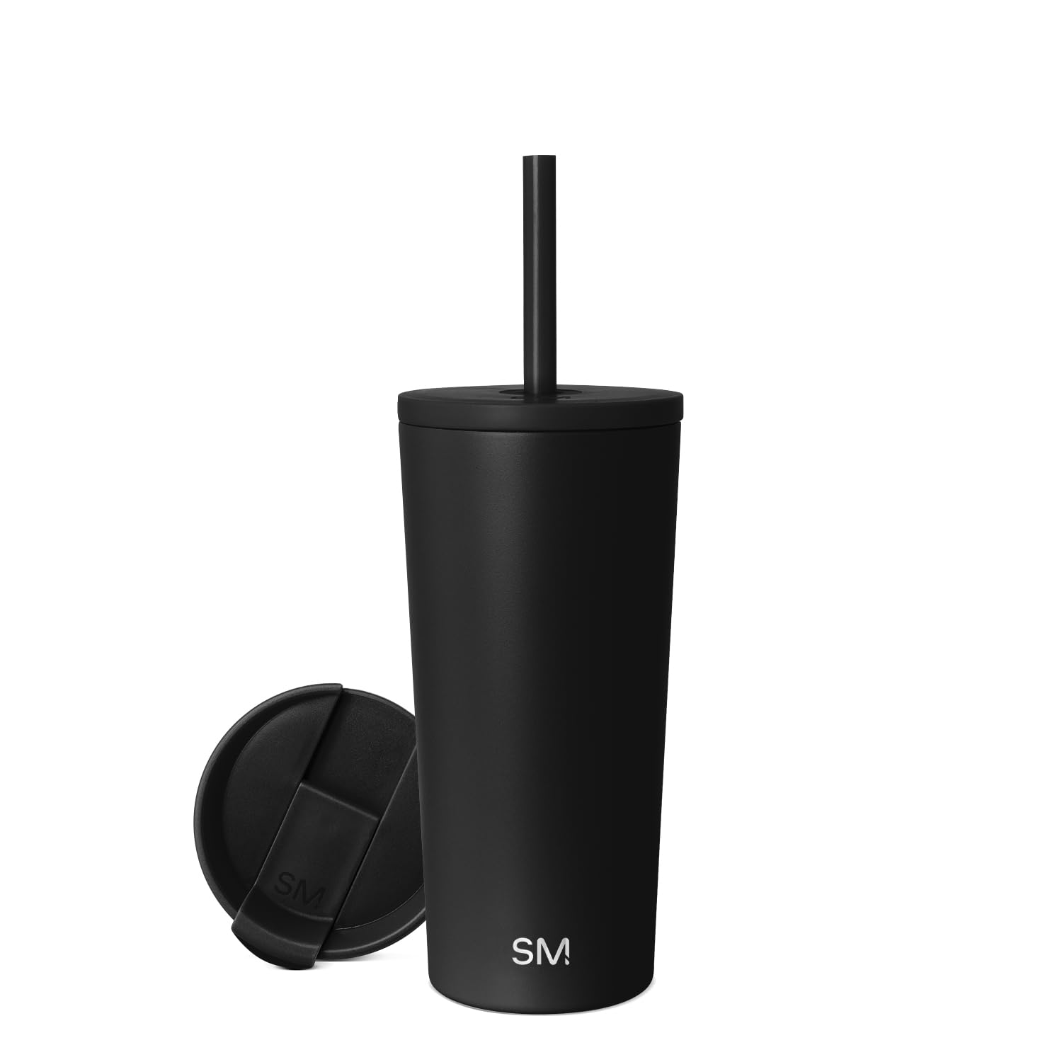 Insulated Tumbler with Lid and Straw | Iced Coffee Cup Reusable Stainless Steel Water Bottle Travel Mug | Spring Break Gifts For Her & Him | Classic Collection | 20oz | Midnight Black