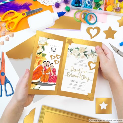Image of Lakeer A4 Gold Foil Cardstock Paper, 250 GSM, Pack of 10 Sheets, Reflective Mirror Cardstock for Art & Craft, Card Making, Scrapbooking, etc