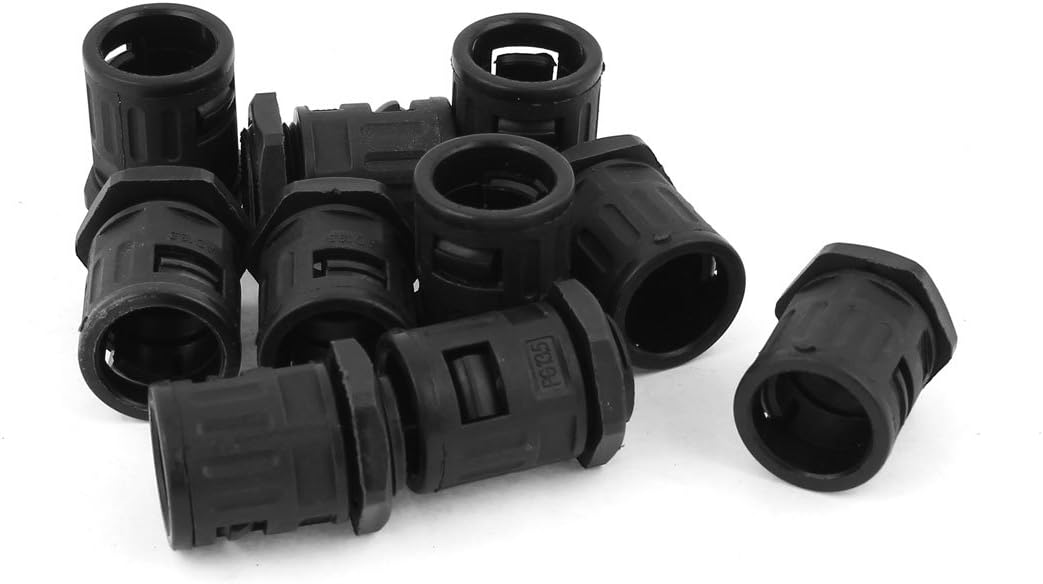 Uxcell AD18.5 PG13.5 Plastic Flexible Round Cable Hose Connector (10 Piece), Black