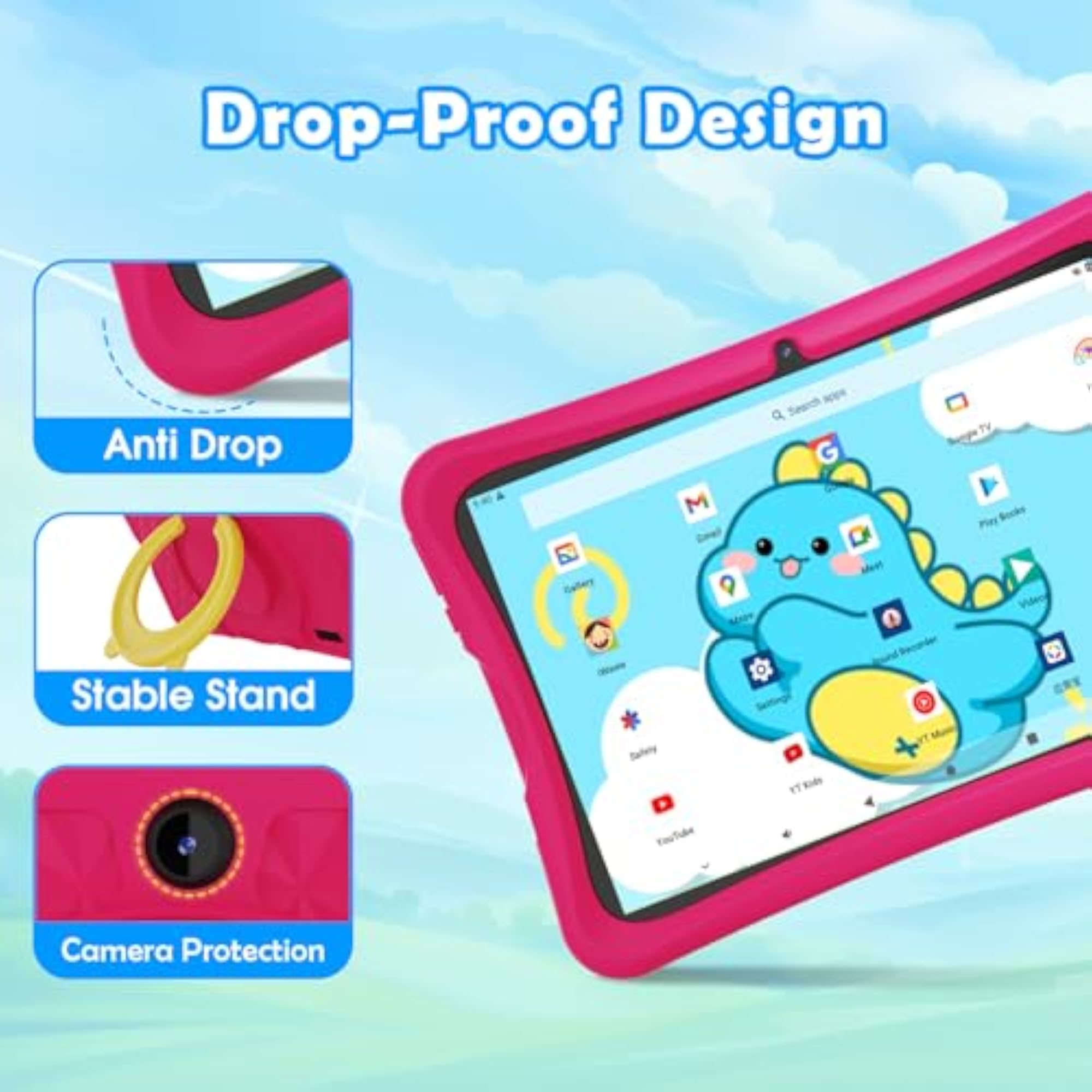 Android 15 Tablet with 6GB RAM, 32GB ROM, Protective Case