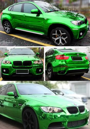 Image of LZLRUN 1FT x 5FT Chrome Mirror Vinyl Wrap Adhesive Car Sticker Decal Film (Green, 1FT x 5FT)