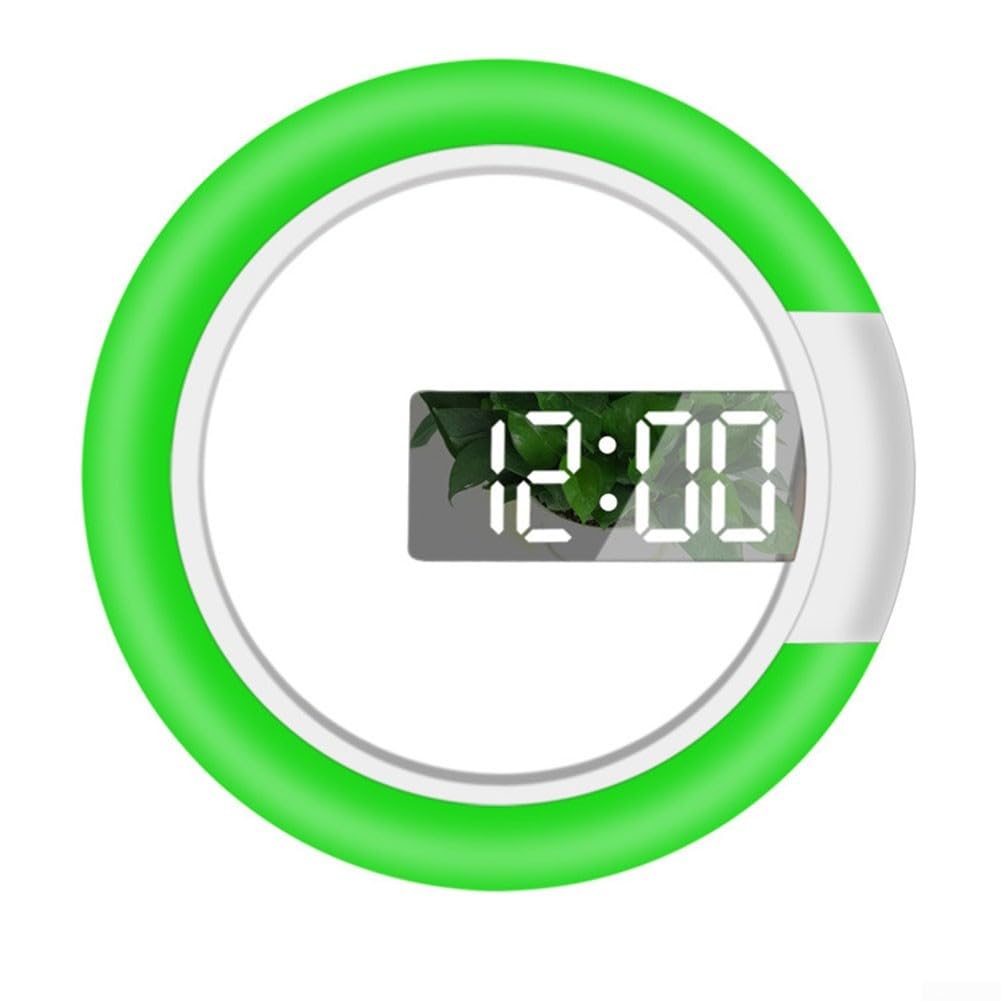 SPORTARC Horloge murale élégante à affichage numérique LED miroir creux design réglable 7 couleurs lumière télécommande