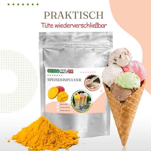 Gino Gelati Karamell Eis Speiseeis Pulver, verschiedene Sorten, Softeispulver, Natürliche Farbstoffe, Softeis selbst machen, einfache Zubereitung, Made in Germany (10 Kg, Karamell) – Bild 3