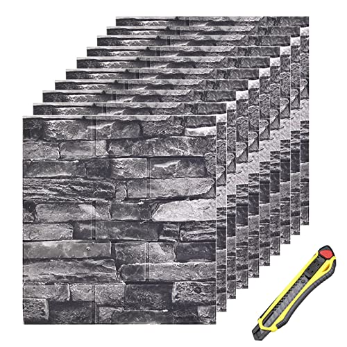 Hyesrtey 10 Stück 3D Wandpaneele 35x38.5cm Selbstklebend Küchenrückwand...
