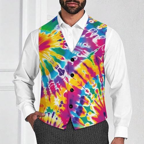 Watercolor Tie Dye Men's Suit Vest Slim Fit V-Ncek Waistcoat Business Casual Vest2