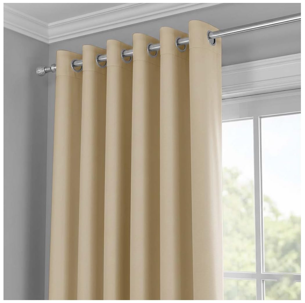 J.Din Blackout Curtains for Bedroom (Beige, 90 x 108 Inch Drop, 1 Panel)