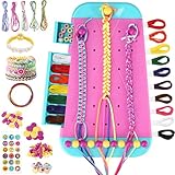 Ixydor Freundschaftsbänder Bastelset, Freundschaftsarmband Selber Machen, Freundschaftsarmband-Machset für Mädchen 6 7 8 9 10 11 12, Bastelset mit Fäden, Gummis, Perlen, Geschenke für Mädchen (Rosa)