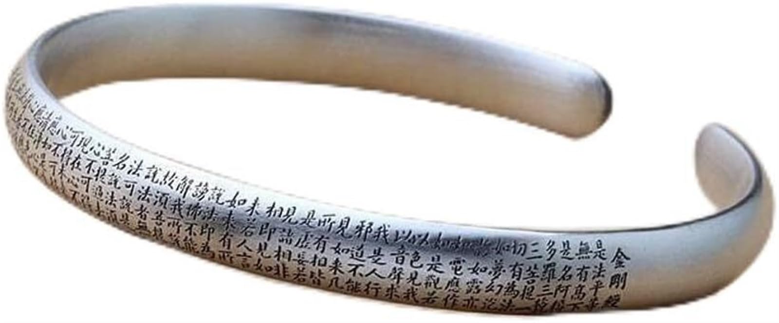 Bracciale in argento, bracciale rigido alla moda, bracciale in argento 999 con citazioni buddiste, i braccialetti aperti in argento con sutra di diamanti possono essere regalati a qualcuno che è impor
