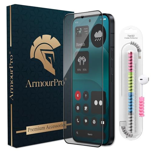 Image of ArmourPro Anti Glare Matte Tempered Glass for Nothing Phone (4A) Plus, Anti Fingerprint Screen Protector, 9H Scratch Resistant, Smooth Touch, Easy Installation Kit with Cable Protector