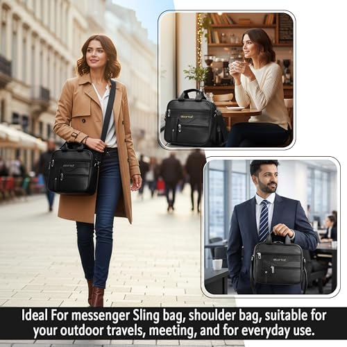 Image of Storite Stylish Small PU Leather Sling Cross Body Travel Office One Side Shoulder Bag for Men Women