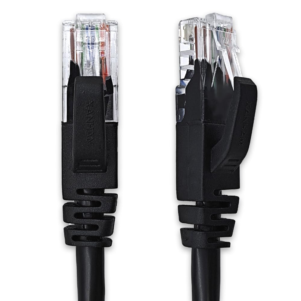 XANHAM Cat 6 Ethernet Cable 15 ft Network RJ45 Unshielded Cat6 Patch Cable Internet for PC, TV, Laptop, Router and Printer, Black, 1 Pack