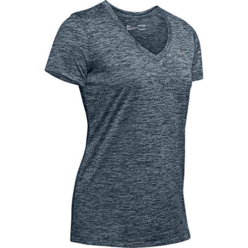 Under Armour Women's Regular Tech V-Neck Twist Short Sleeve T-Shirt, Mechanic Blue (468)/Tonal, Large