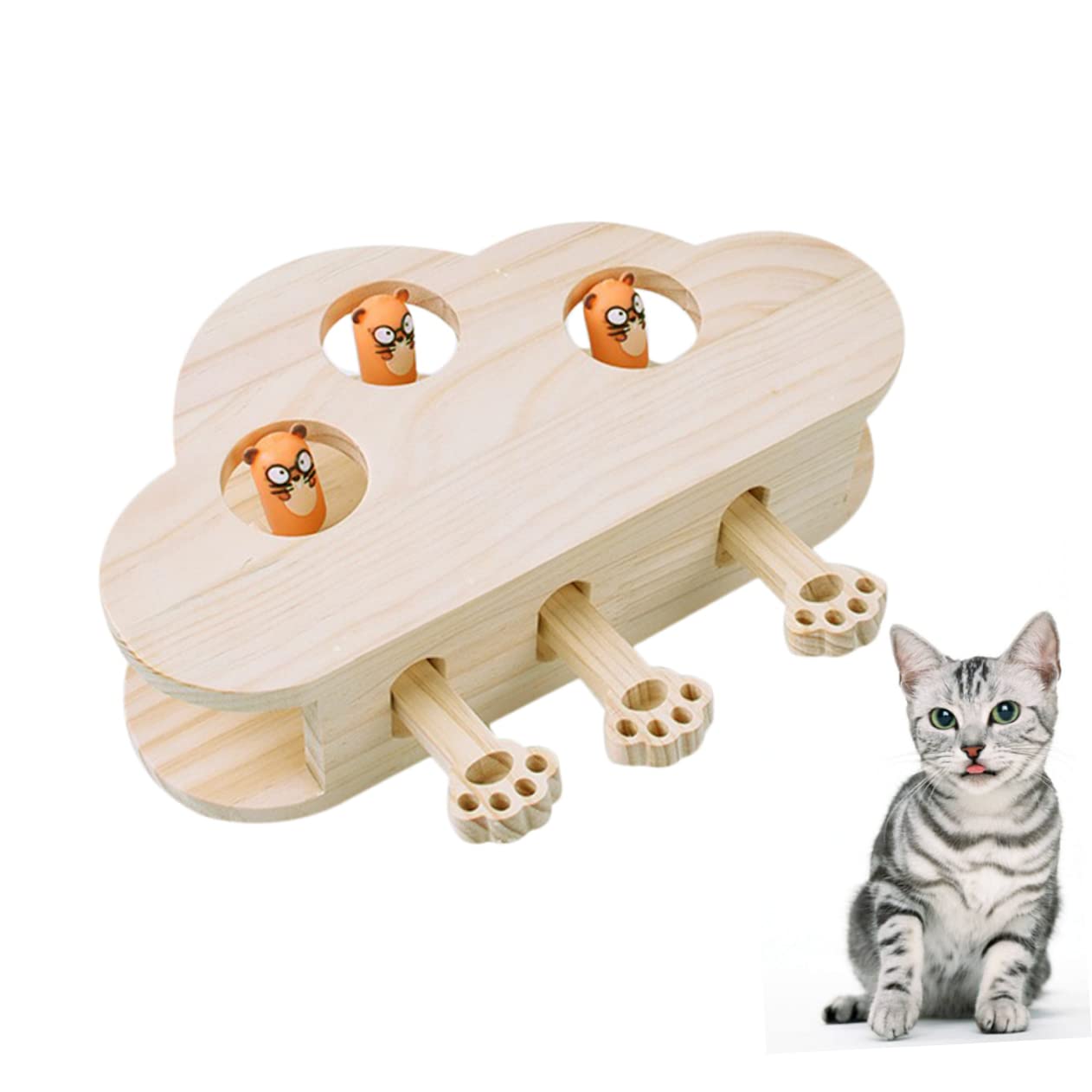 TOYANDONA Juguetes Whack-Mole para Gatos Juguete De Madera Interactivo y Divertido para Rascar para Ratones para Interior