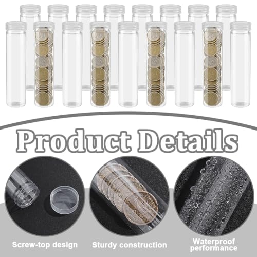 NBEADS Tubos para Monedas 60 Pzs 5.5x1.3 pulg con Tapa Rosca miniatura 3
