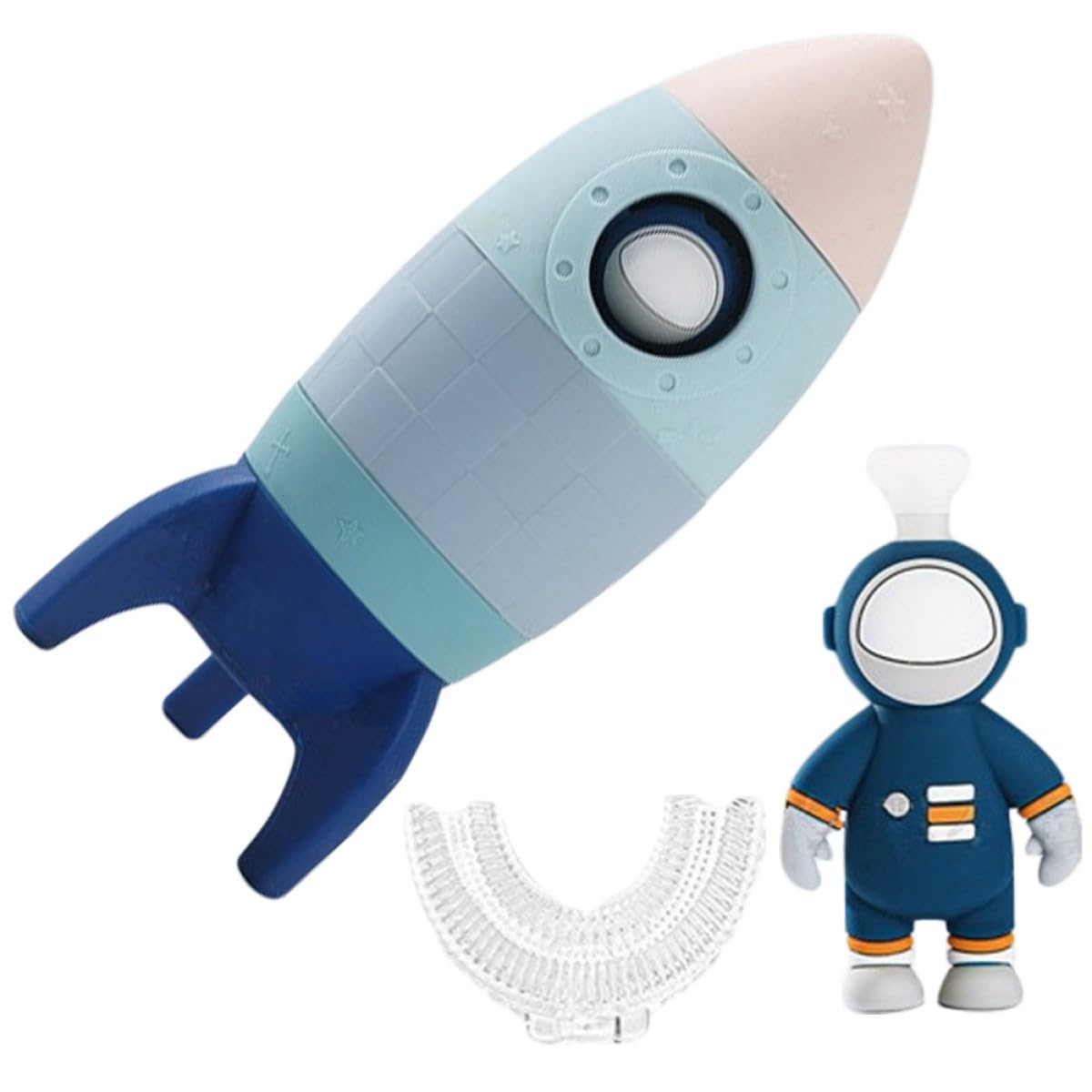Cohete Juguete de Silicona, 1 Juego Apilable Azul para Niños y Pequeños