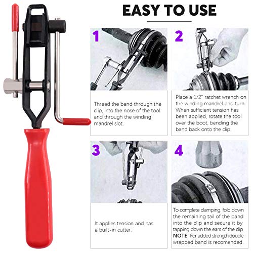 Swpeet 10Pcs Ear Clamp Pliers With Cv Boot Clamps Kit, Ear Boot Tie Pliers, Car Band Tool Kit, Automotive Hose Axle Plier Cv Clamp Tool Cv Joint Banding Tools For Most Cars #TOP5