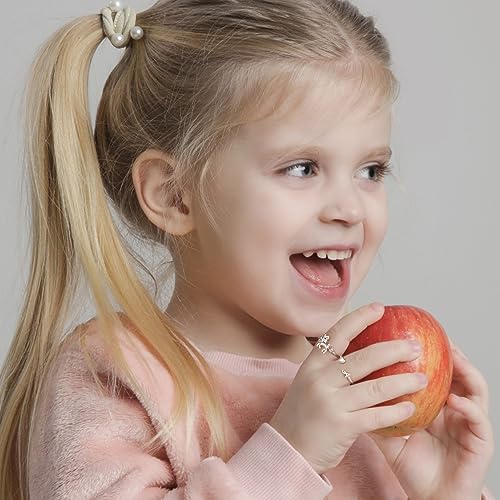 Unicorn Initial Rings for Teen Girls, Rose Gold/White Gold Plated Heart Initial Rings for Girls Adjustable Stackable Rings for Women Diny Heart Ring for Teen Girls Gifts Unicorns Gifts for Girls2