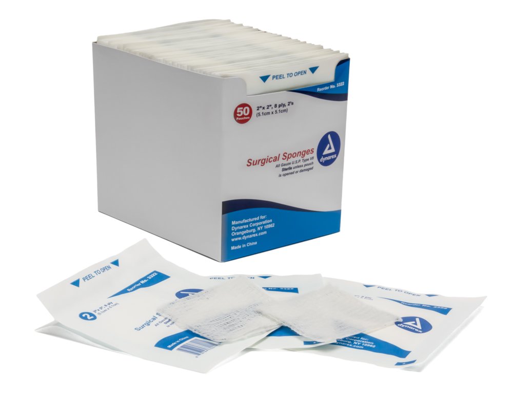Gauze Sponges Sterile 2's 8 Ply - 2x2 - 50/Box