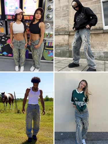 Aelfric Eden Mens Jeans Ripped Patchwork Fringe Denim Pants Wide Leg Y2K Jeans Hip Hop Streetwear Baggy Straight Trousers4