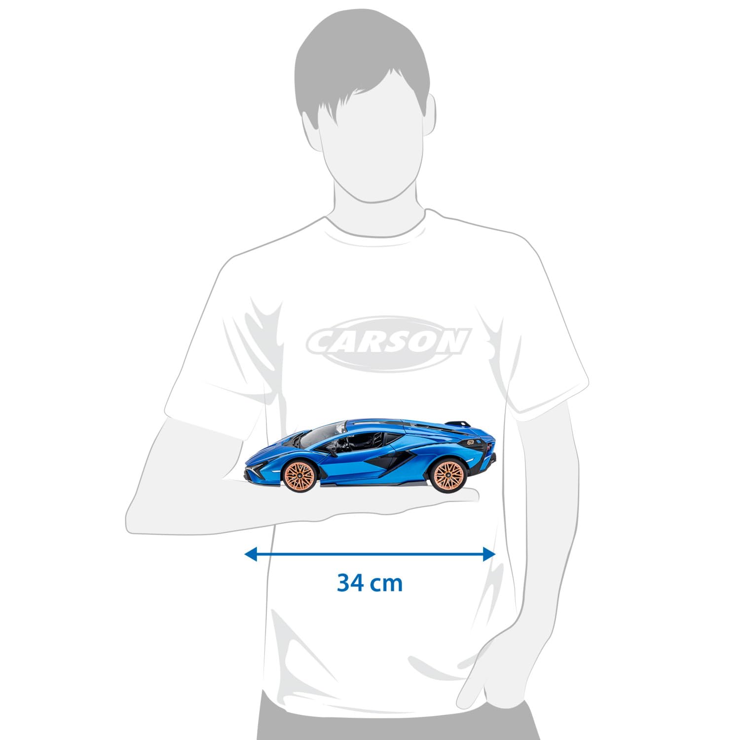 Carson 1:14 Lamborghini Sián 2.4GHz 100% RTR - auto radiocomandata, illuminazione LED, RC, veicolo RC, auto RC in scala 1:14, giocattolo radiocomandato