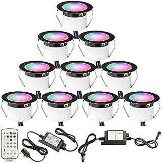 Bluetooth Mesh Led Decking Lights RGBW 12V Waterproof IP67 Ø31MM - Led Plinth Light Kits with Remote and APP Control for Terrace/Patio/Path/Wall/Garden/Decoration, 20 Packs