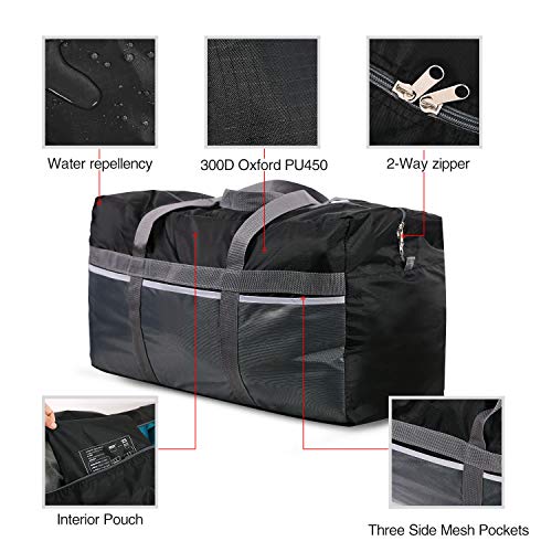 CAMPMAX 75L Extra Large Duffle Bags for Men and Women, Sturdy Oxford Lightweight Foldable Travel Duffel Bag 25x12x15 Inches, Black