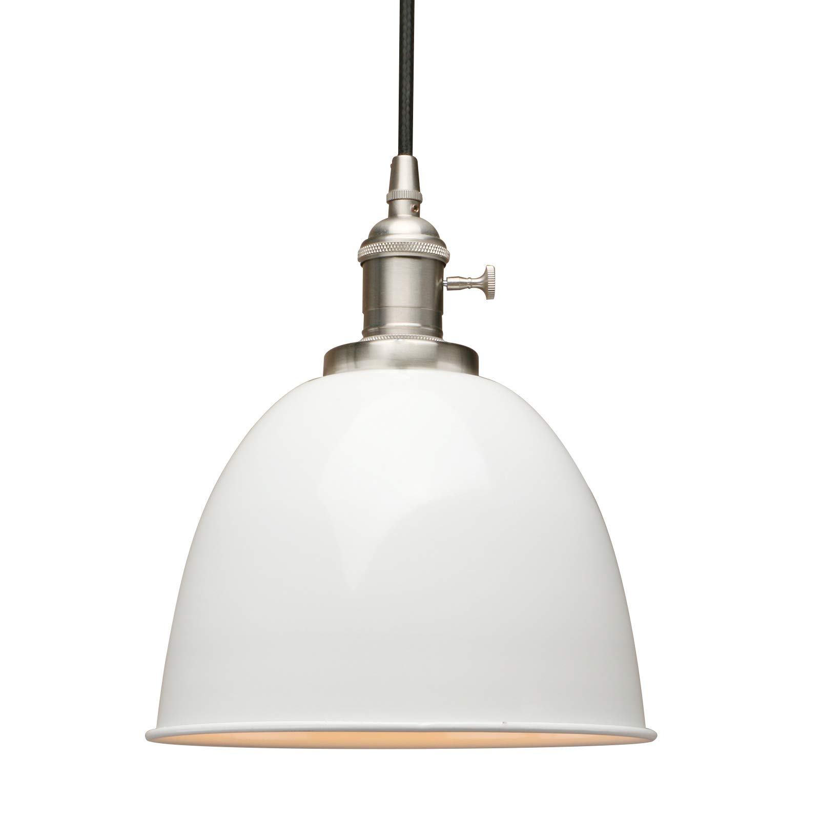 Yosoan Lighting Industrial Vintage Edison Pendant Ceiling Light Fitting with White Metal Dome for Dining Room Kitchen Islands Bedroom (White)