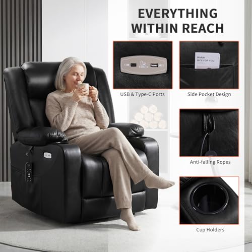 Image of EONIX Dual Motor Power Lift Recliner Chair for Elderly, 400lb, Black