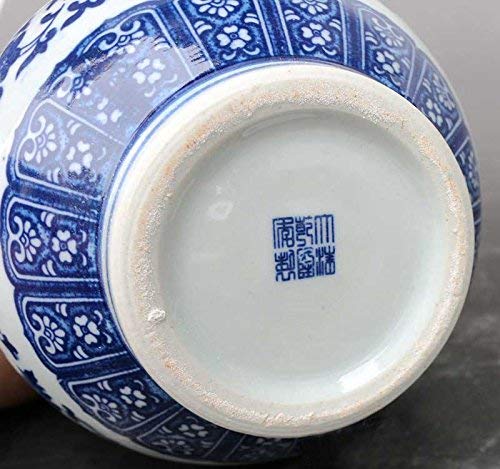 sdneNest Jarrones para decoración de porcelana azul y blanca hecha a mano con flores y plantas