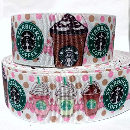 Grosgrain Ribbon 7/8" Coffee Drinks Desserts Frap Printed Per Yard
