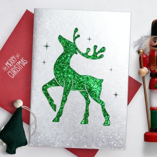 Image of HTVRONT Holographic Glitter Permanent Vinyl, 12 inch x 10ft Sparkle Green Permanent Adhesive Vinyl, Easy to Weed & Transfer Glitter Roll Compatible with Cricut Cutting Machine, Crafts, Silhouette, Decal