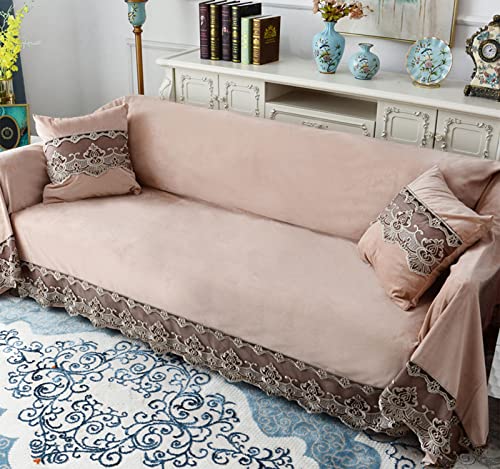 Youyouxi Vintage Sofa Protector,1-Piece Lace Solid Color Couch Cover Anti-Slip Furniture Protector(Size:200X380Cm(79X150Inch),Color:d.) #TOP30