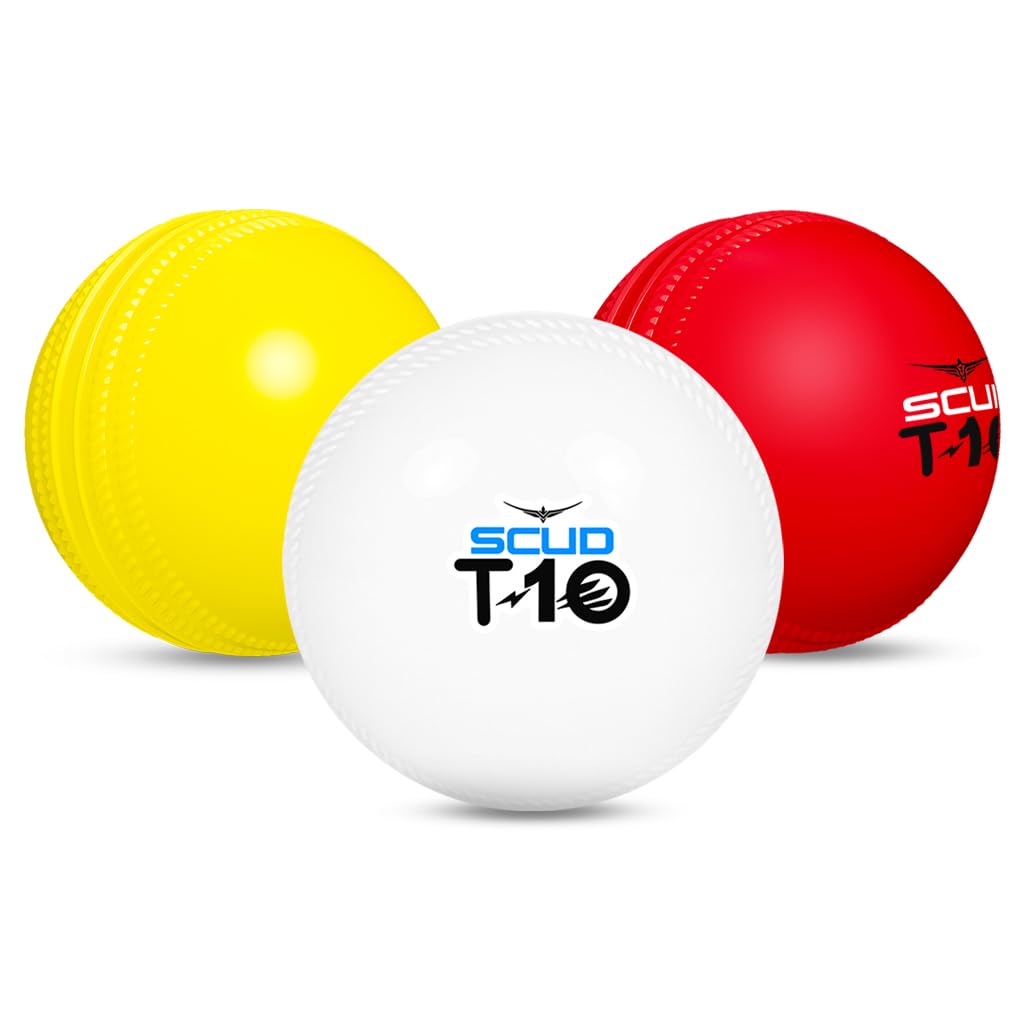 SCUD T10 PVC Wind Ball for Practice | Indoor & Outdoor Soft Training Cricket Ball for Coaching & Daily Practice | Lightweight 80-85 g Durable PVC Construction (Pack of 3pc Balls, Multicolor)-picture-36