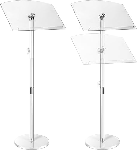 Menkxi Juego de 2 atriles de acrílico para podio, altura y ángulo, ajustable, grande, de 24 x 16 pulgadas, moderno, portátil, acrílico,