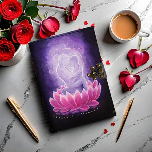 Image of Mr KRAFT Handcrafted A5 120 GSM Premium White Paper Love couple UV Print Diary Leather Journal with Unique UV Love Print Writing Diary Notebook Unruled Personal Diaries for Men,Women-5x7 (Couple)
